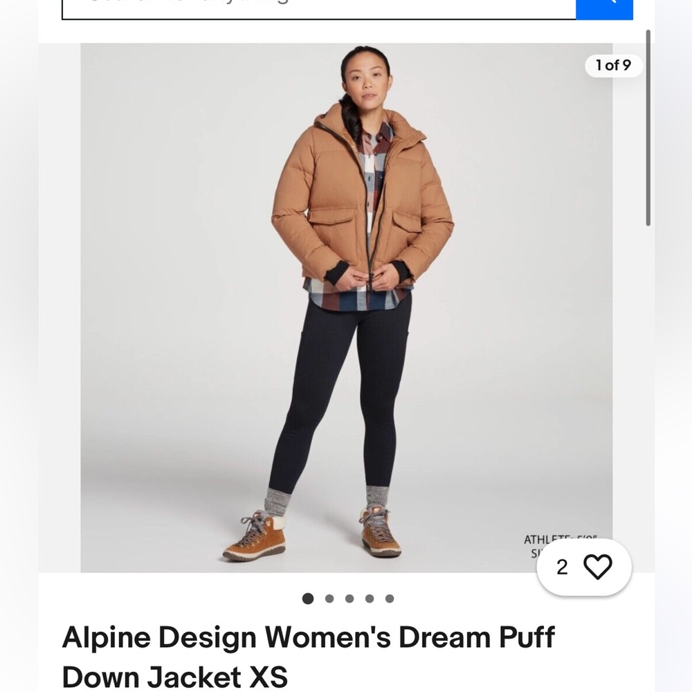 Alpine Womens Dream Puff Down Jacket - Camel/brown - XL
